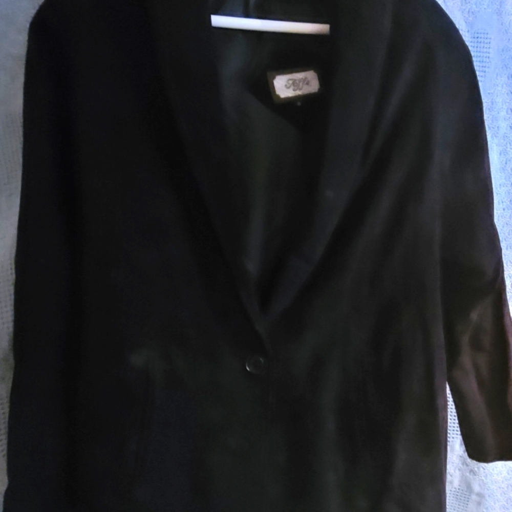 Vintage Toffs Womens Black Suede Blazer Size Medium